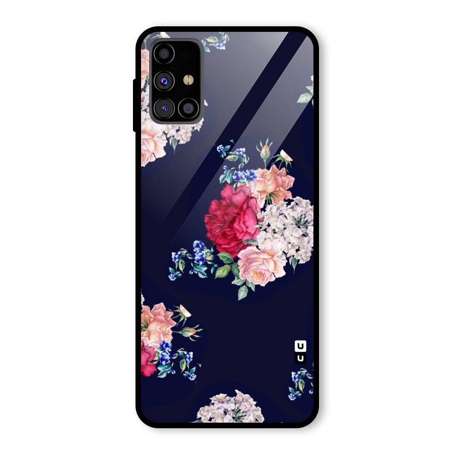 Magenta Peach Floral Glass Back Case for Galaxy M31s