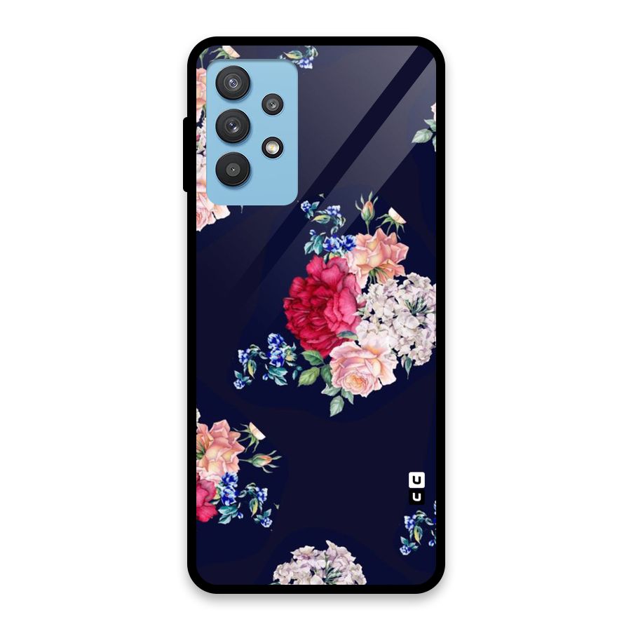 Magenta Peach Floral Glass Back Case for Galaxy M32 5G
