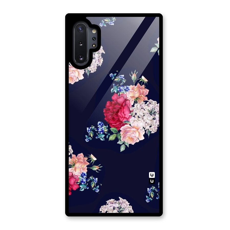 Magenta Peach Floral Glass Back Case for Galaxy Note 10 Plus