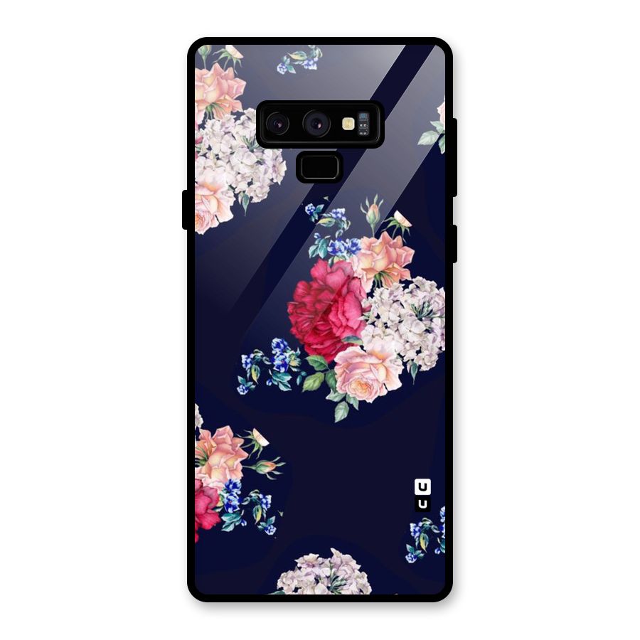 Magenta Peach Floral Glass Back Case for Galaxy Note 9