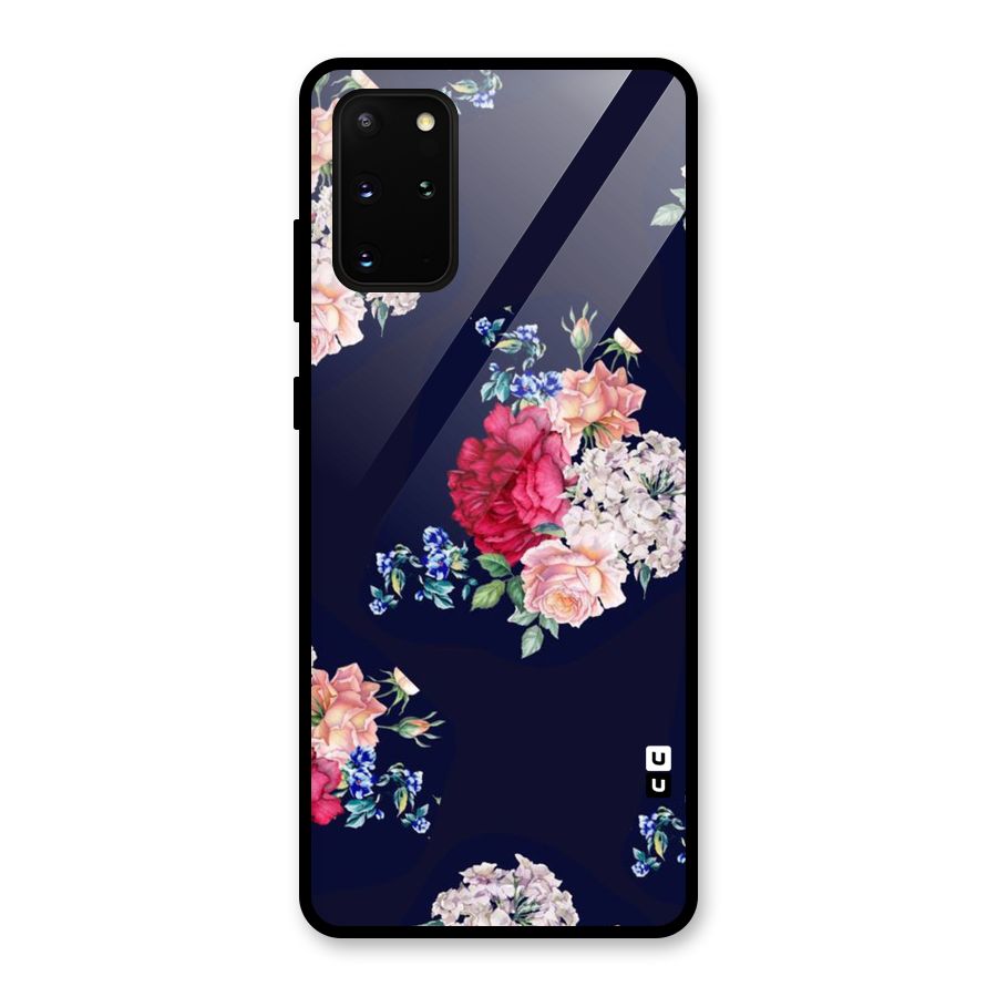 Magenta Peach Floral Glass Back Case for Galaxy S20 Plus