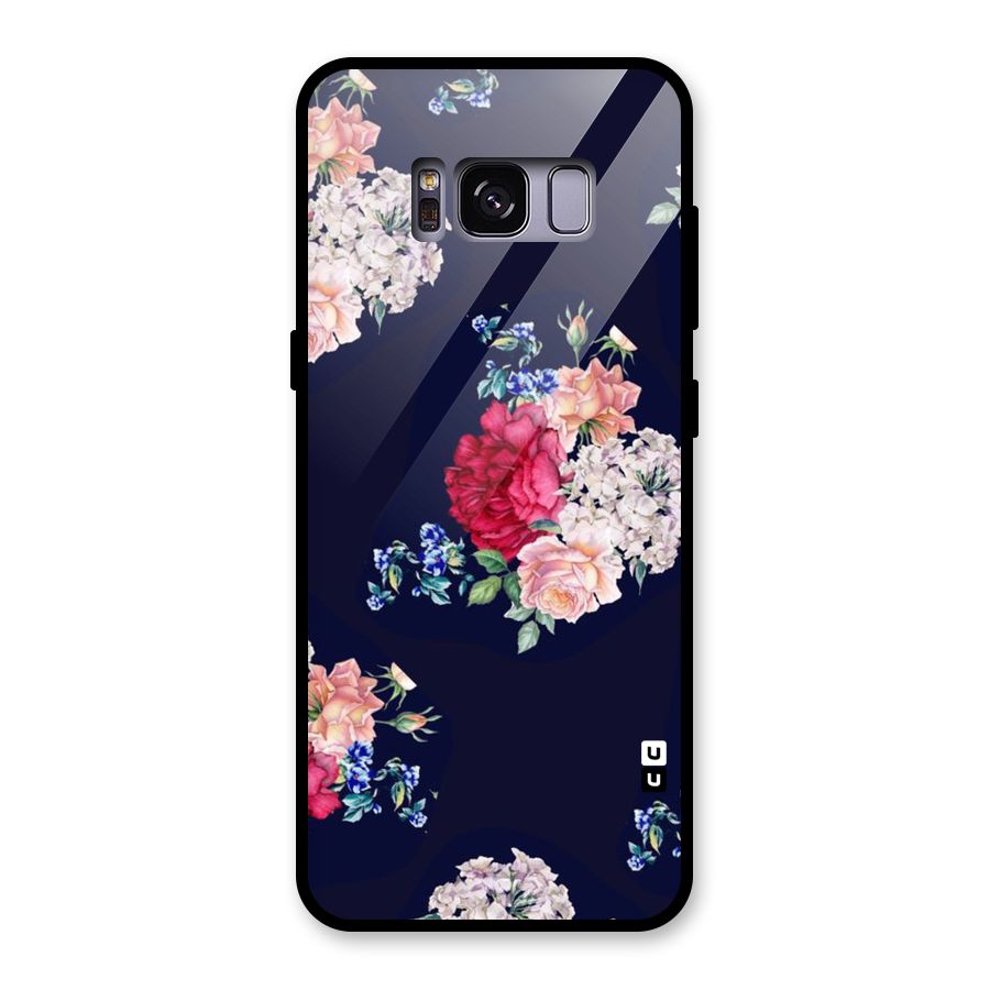 Magenta Peach Floral Glass Back Case for Galaxy S8