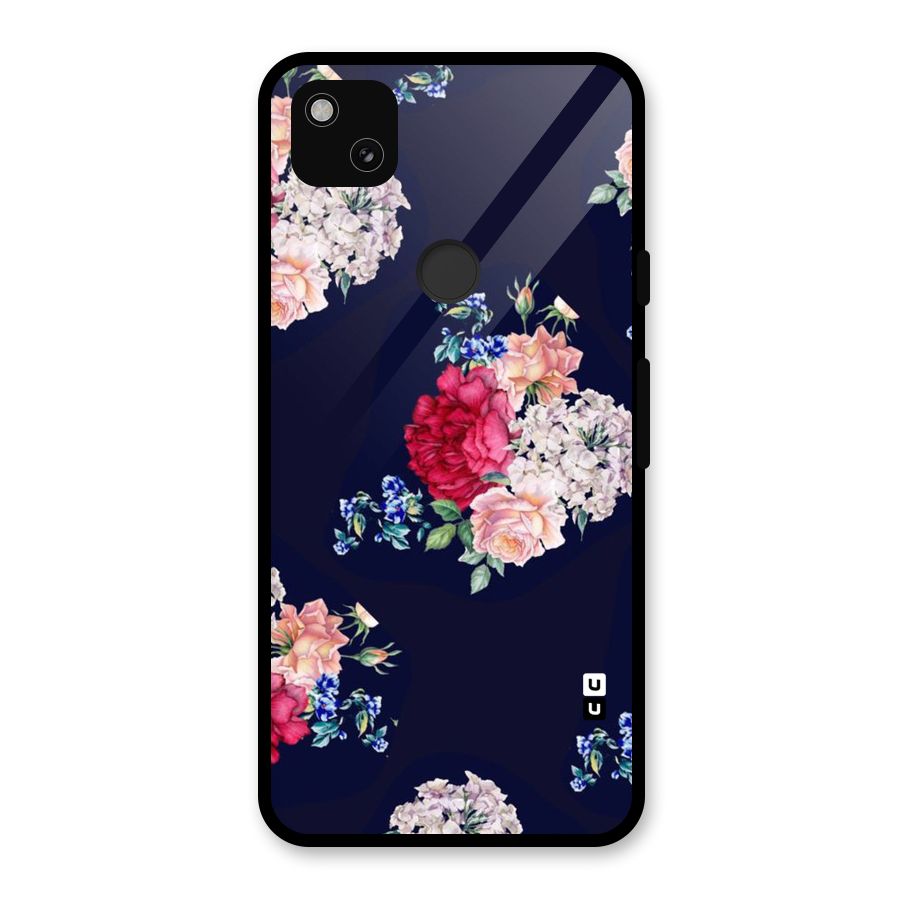Magenta Peach Floral Glass Back Case for Google Pixel 4a