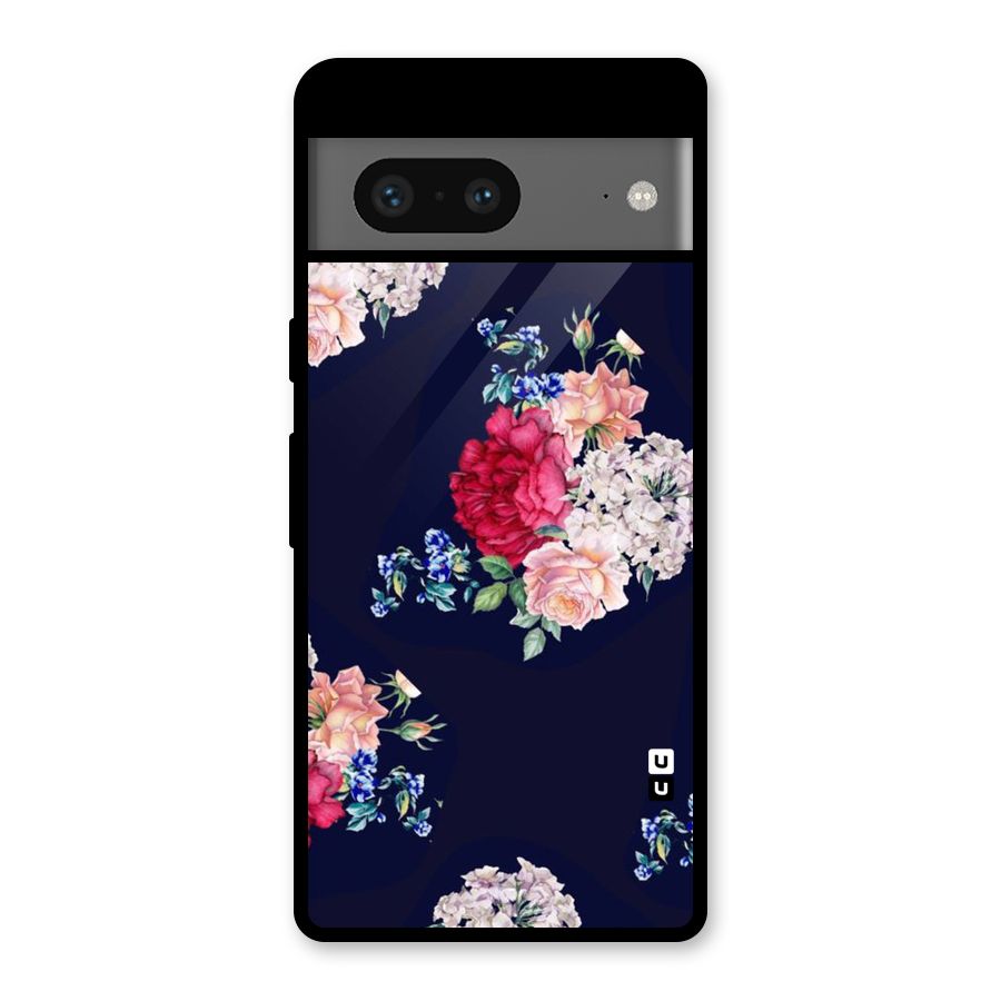 Magenta Peach Floral Glass Back Case for Google Pixel 7