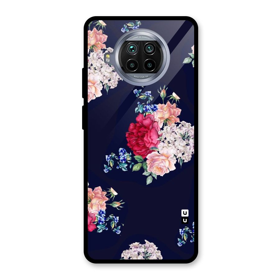 Magenta Peach Floral Glass Back Case for Mi 10i