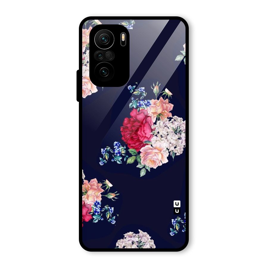 Magenta Peach Floral Glass Back Case for Mi 11x