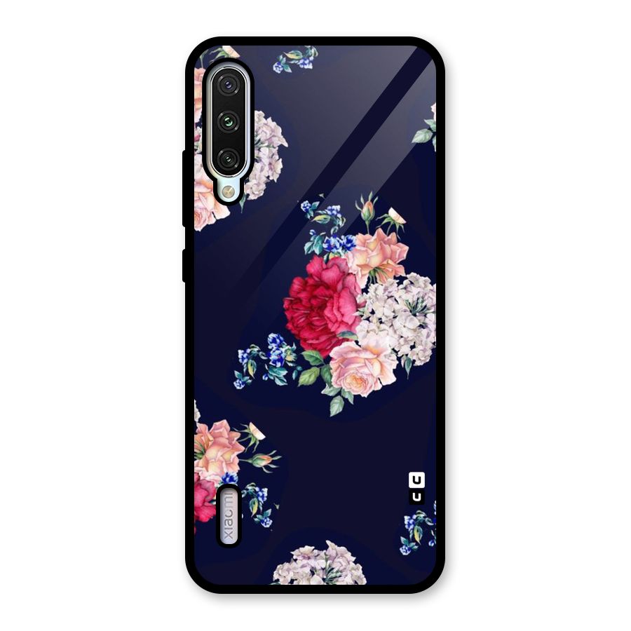 Magenta Peach Floral Glass Back Case for Mi A3