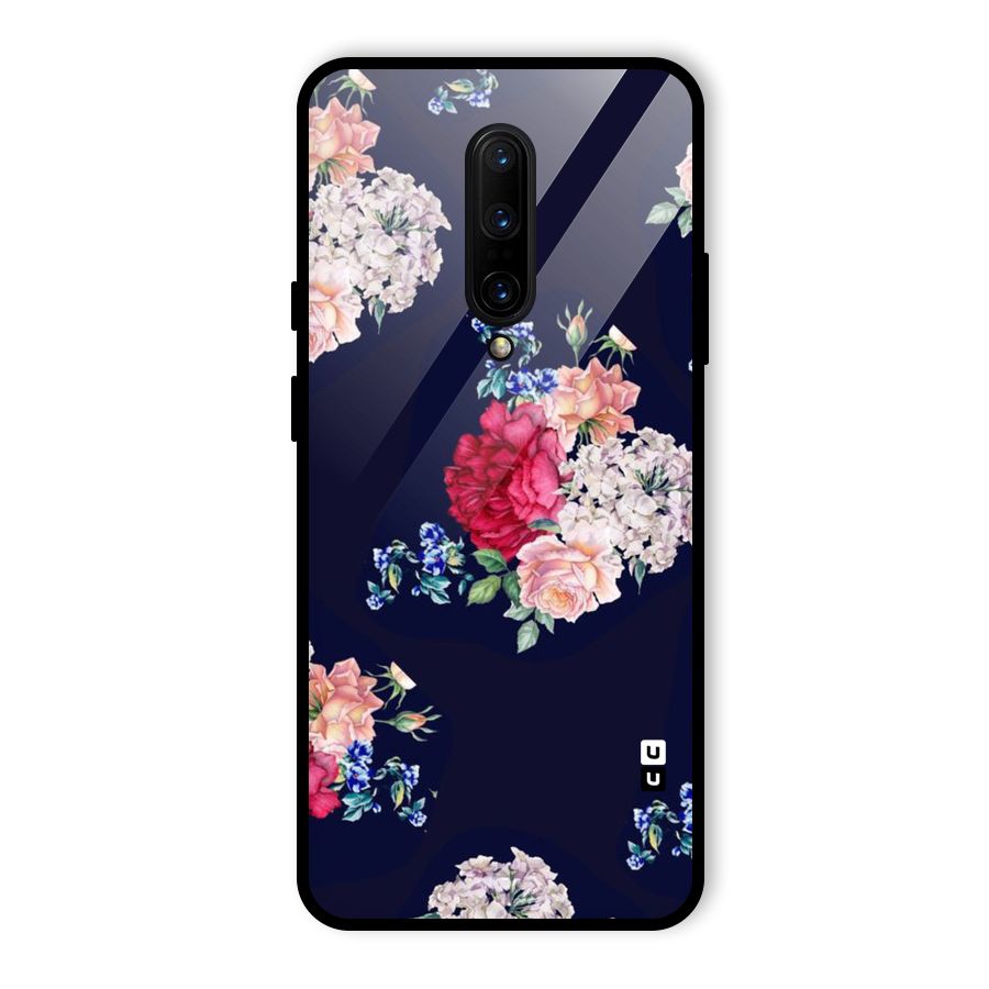 Magenta Peach Floral Glass Back Case for OnePlus 7 Pro