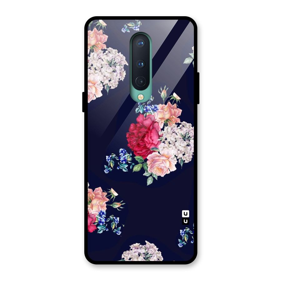 Magenta Peach Floral Glass Back Case for OnePlus 8
