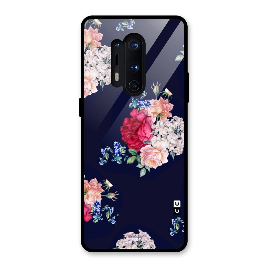 Magenta Peach Floral Glass Back Case for OnePlus 8 Pro