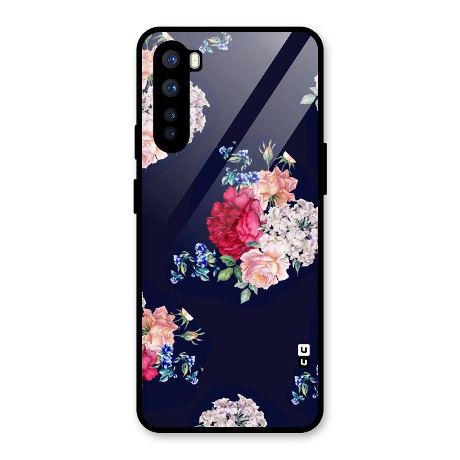 Magenta Peach Floral Glass Back Case for OnePlus Nord