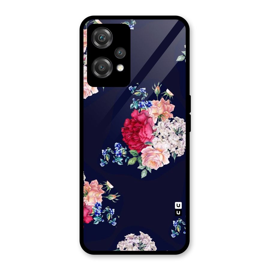 Magenta Peach Floral Glass Back Case for OnePlus Nord CE 2 Lite 5G