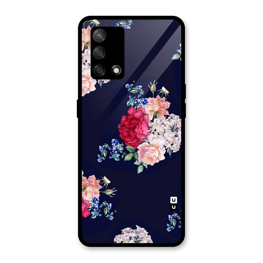 Magenta Peach Floral Glass Back Case for Oppo F19