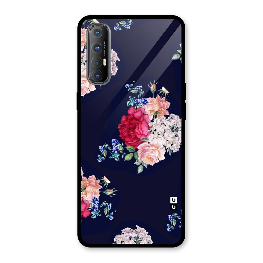 Magenta Peach Floral Glass Back Case for Oppo Reno3 Pro