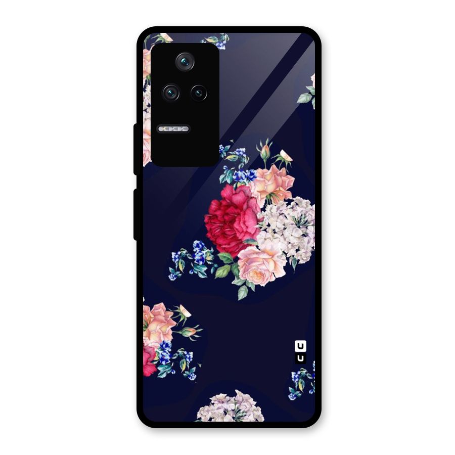 Magenta Peach Floral Glass Back Case for Poco F4 5G
