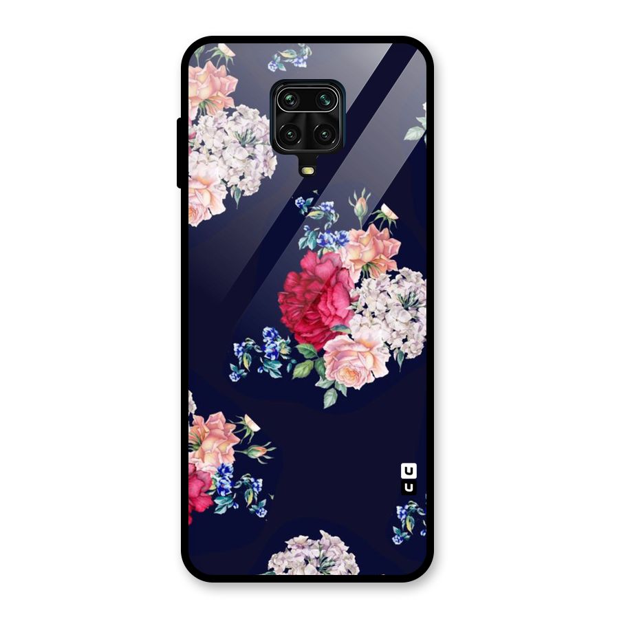 Magenta Peach Floral Glass Back Case for Poco M2 Pro