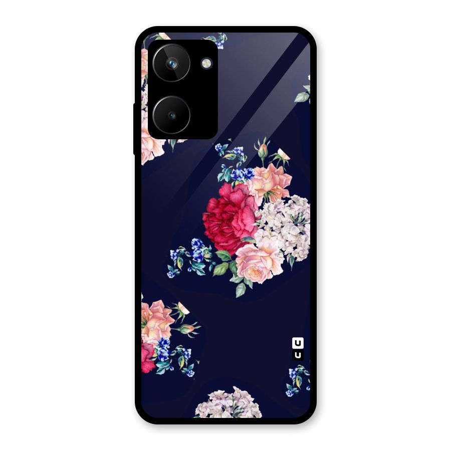 Magenta Peach Floral Glass Back Case for Realme 10