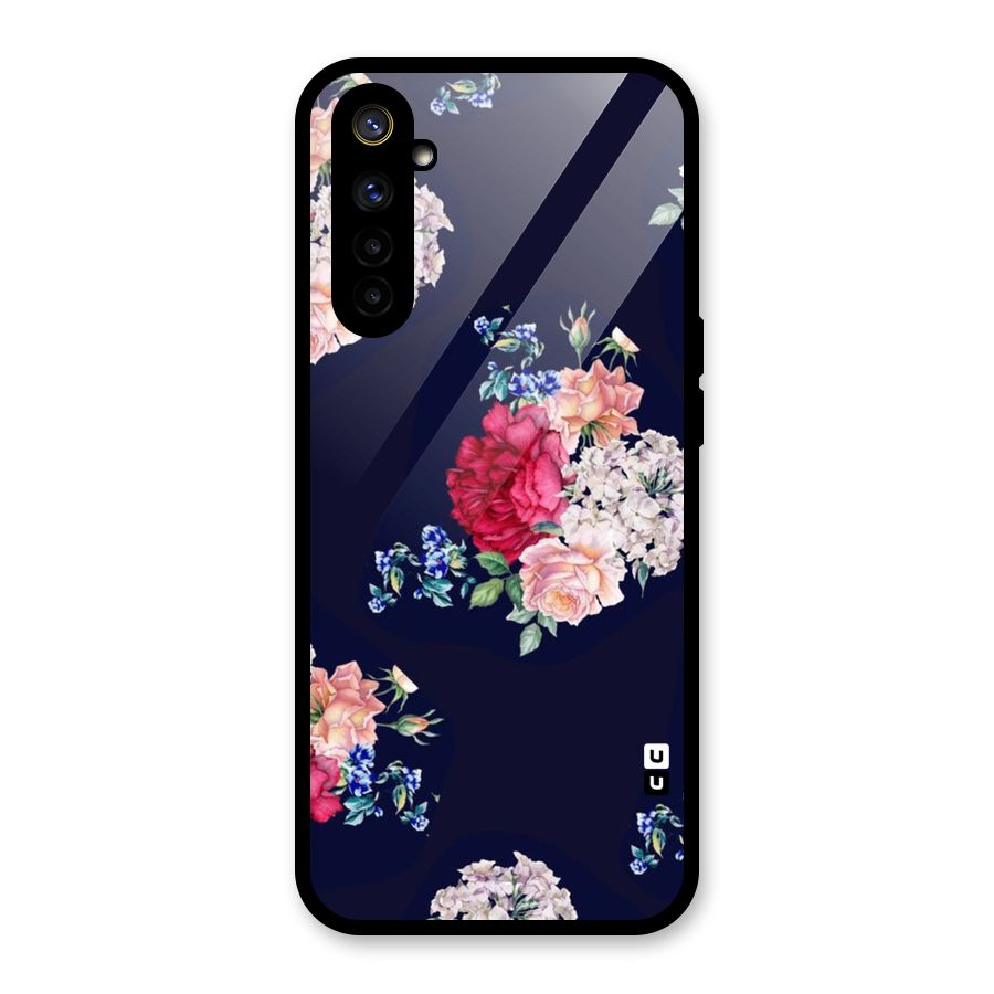 Magenta Peach Floral Glass Back Case for Realme 6i