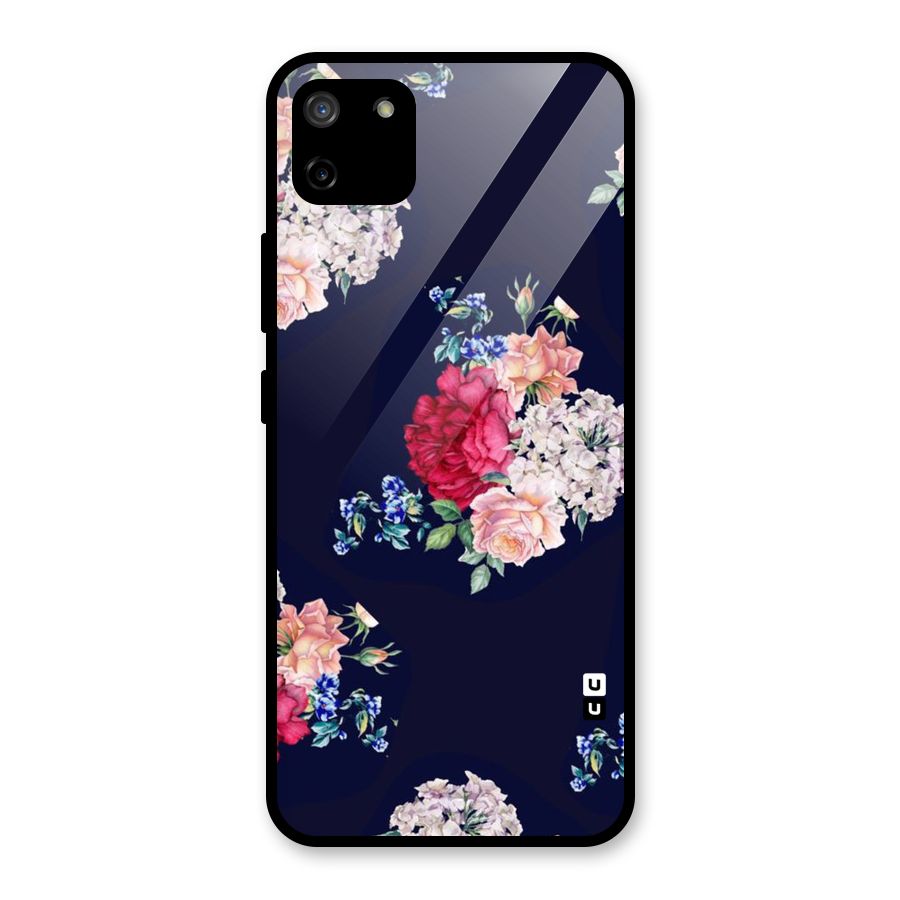 Magenta Peach Floral Glass Back Case for Realme C11