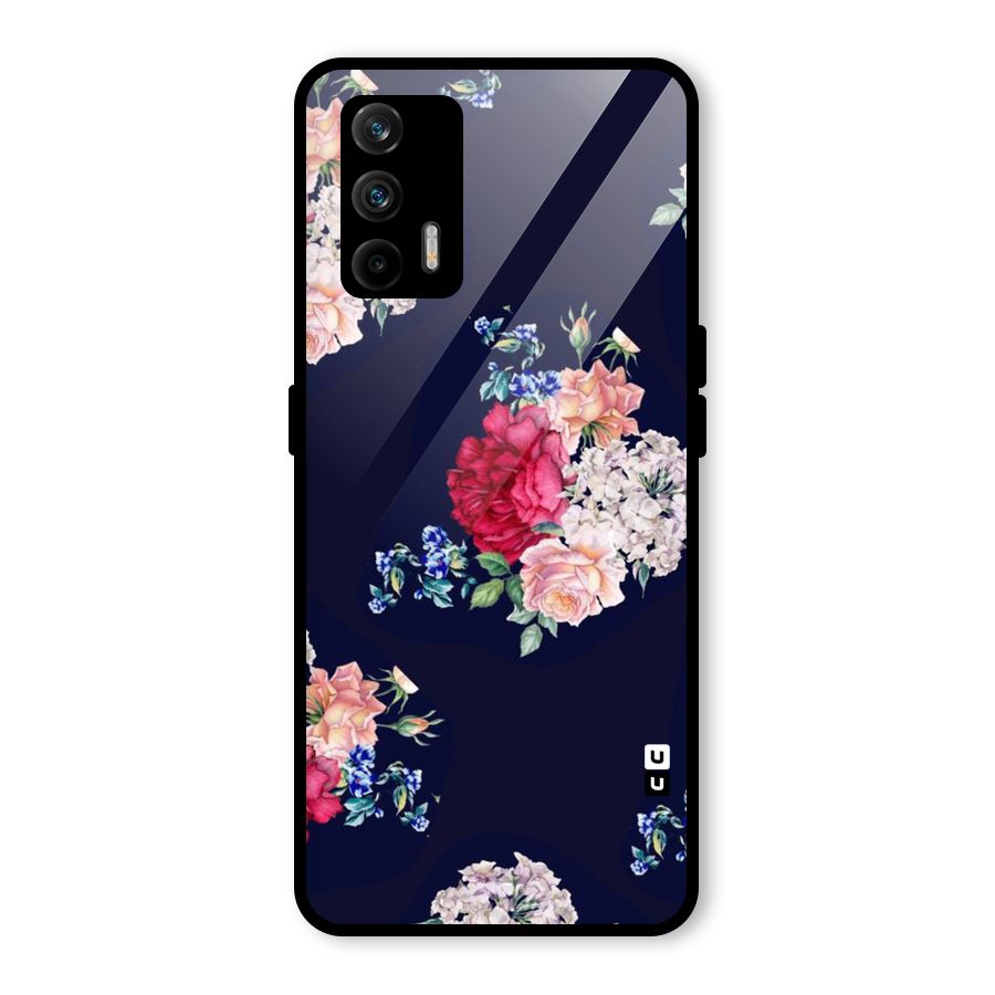 Magenta Peach Floral Glass Back Case for Realme GT 5G
