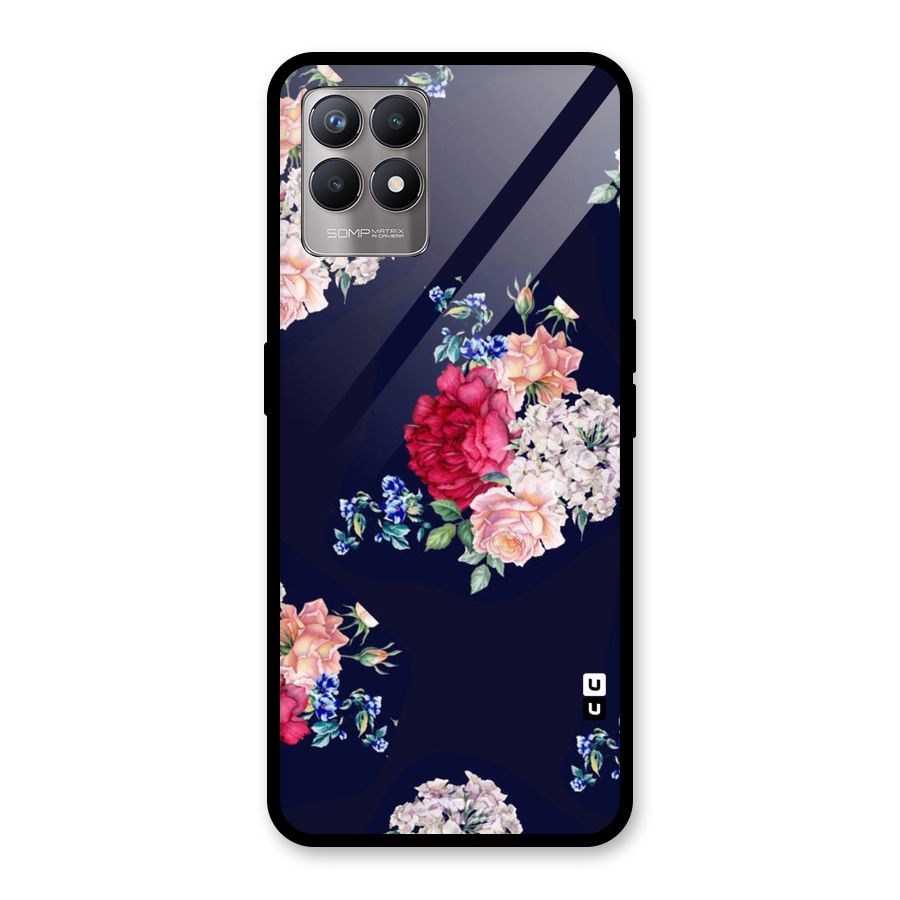 Magenta Peach Floral Glass Back Case for Realme Narzo 50