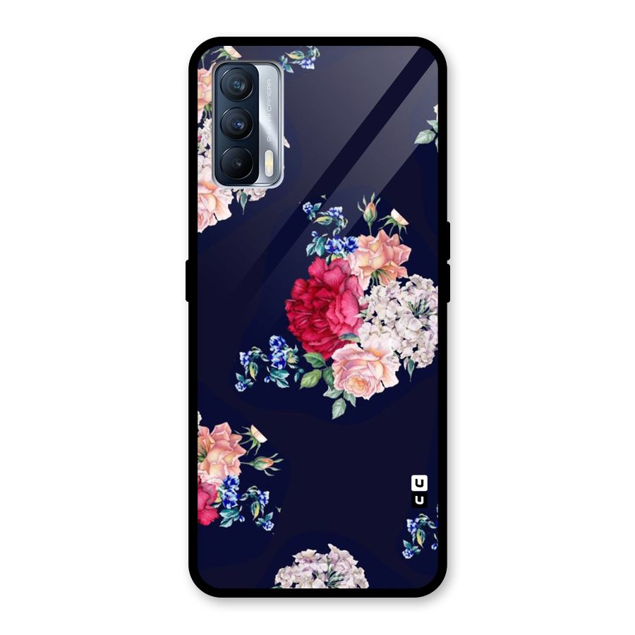 Magenta Peach Floral Glass Back Case for Realme X7