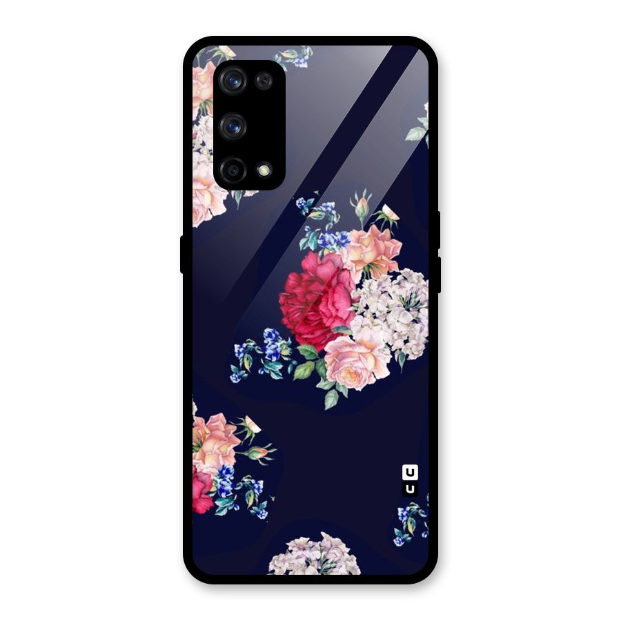 Magenta Peach Floral Glass Back Case for Realme X7 Pro