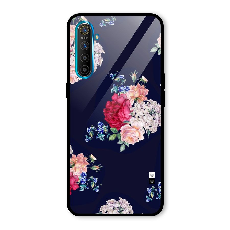 Magenta Peach Floral Glass Back Case for Realme XT