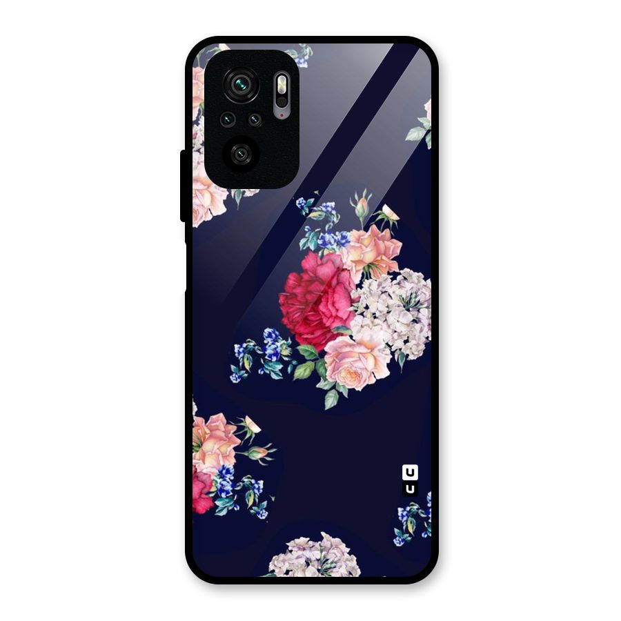 Magenta Peach Floral Glass Back Case for Redmi Note 10S