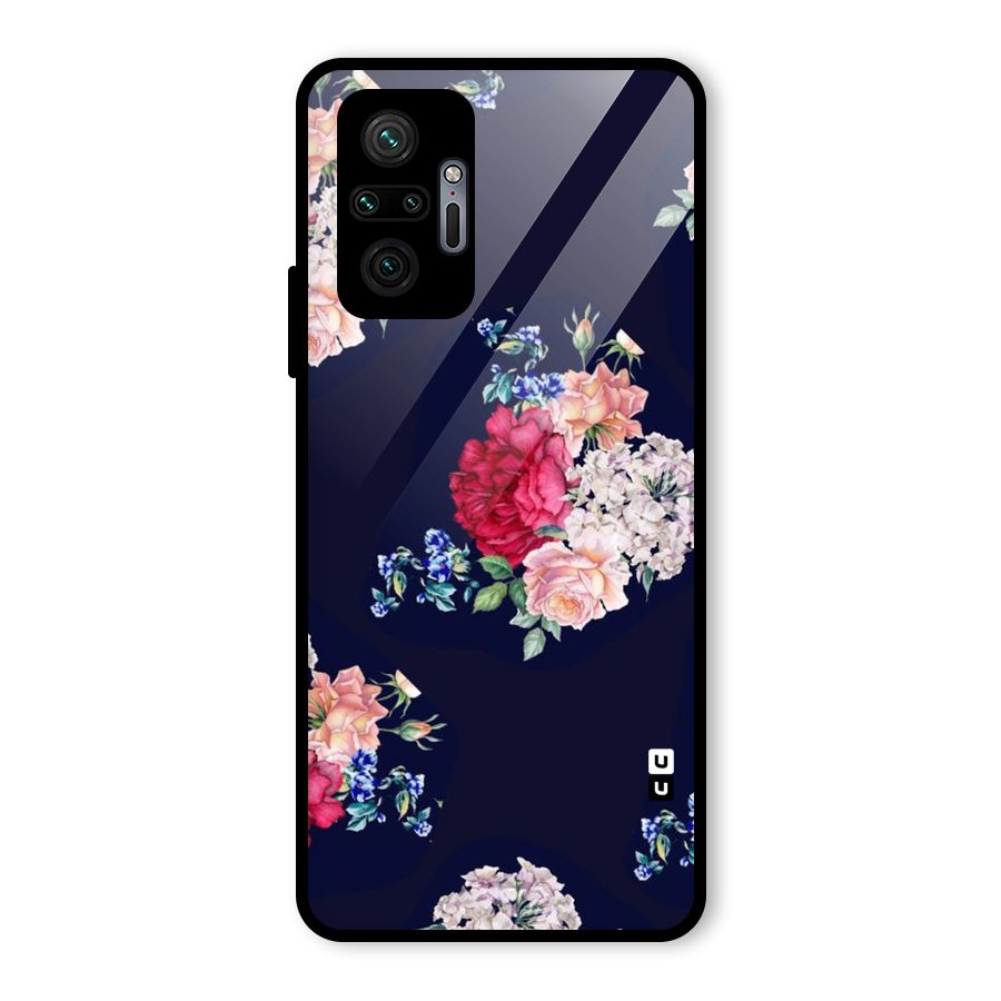 Magenta Peach Floral Glass Back Case for Redmi Note 10 Pro