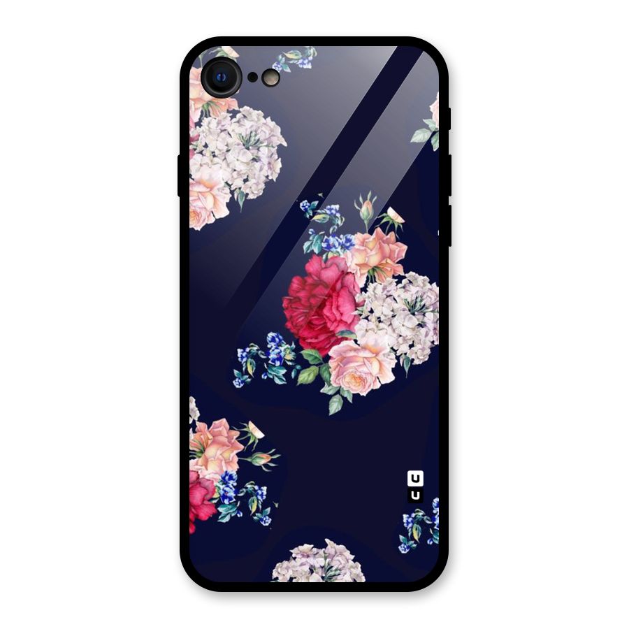 Magenta Peach Floral Glass Back Case for iPhone SE 2022