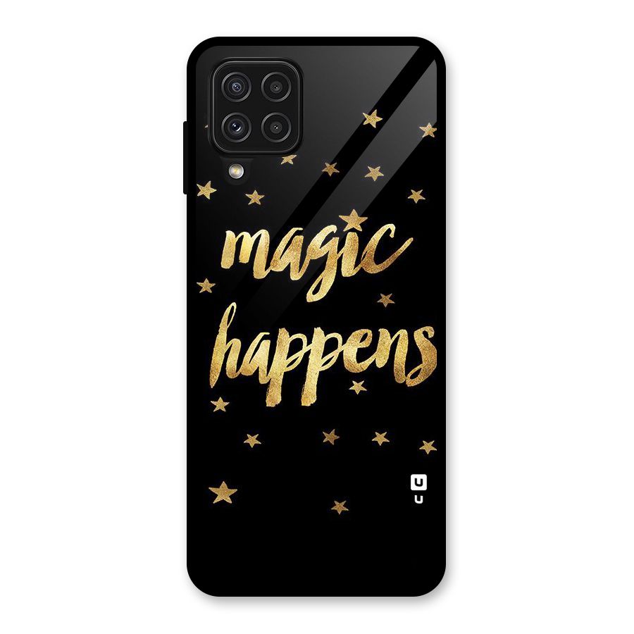 Magic Happens Glass Back Case for Galaxy A22 4G