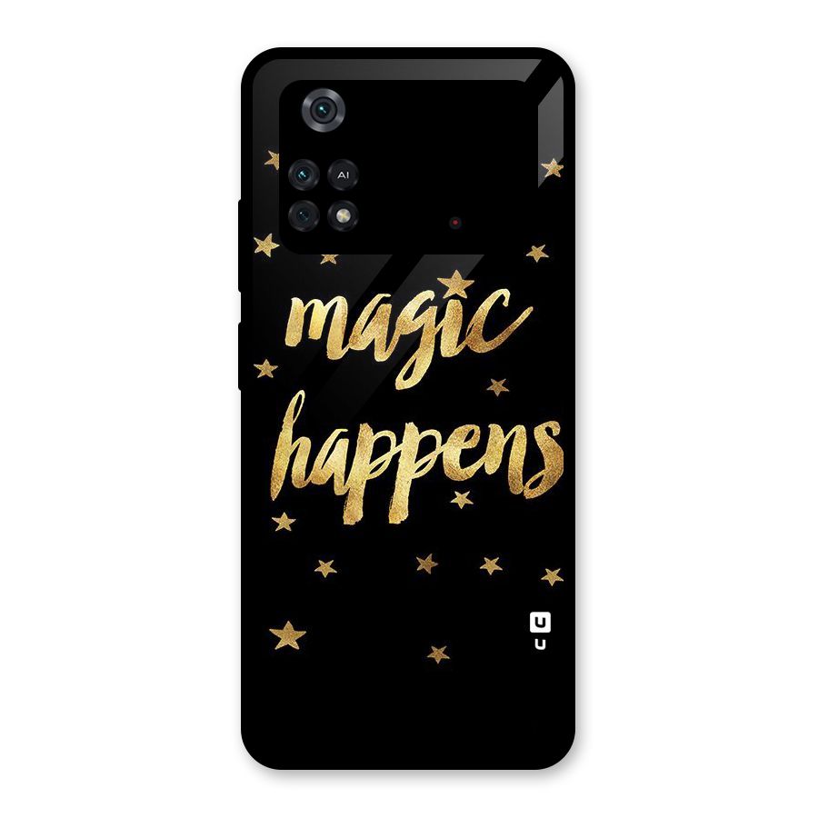 Magic Happens Glass Back Case for Poco M4 Pro 4G