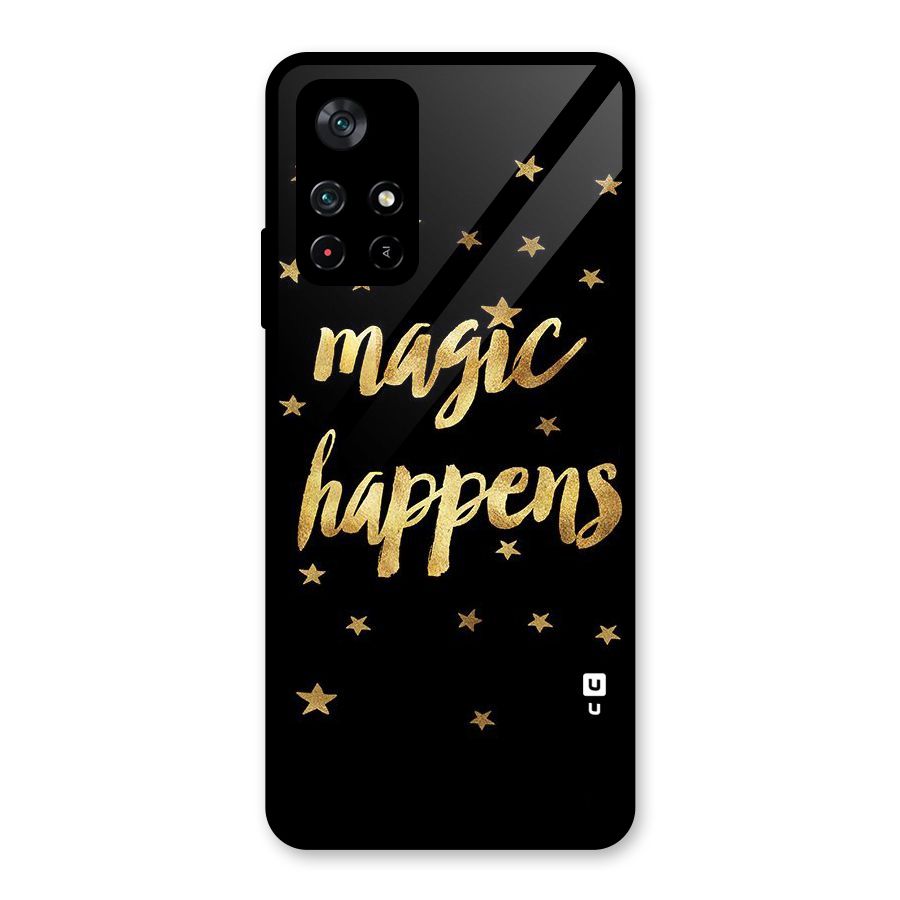 Magic Happens Glass Back Case for Poco M4 Pro 5G