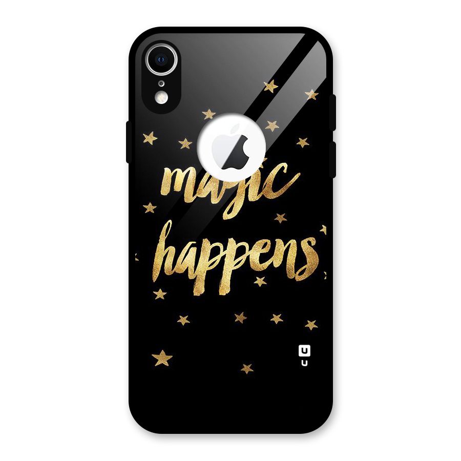 Magic Happens Glass Back Case for iPhone XR Logo Cut
