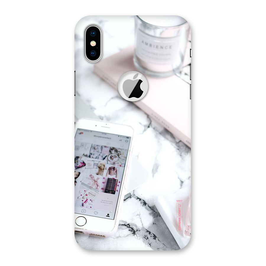 Make Up And Phone Back Case for iPhone XS Logo Cut
