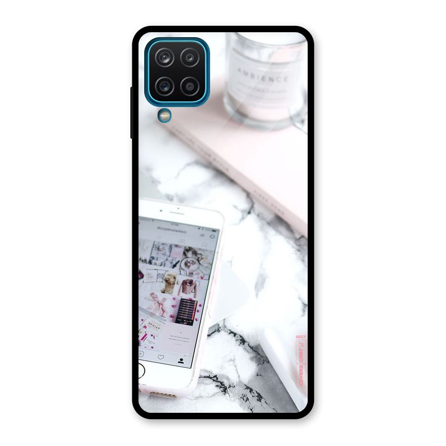 Make Up And Phone Glass Back Case for Galaxy A12