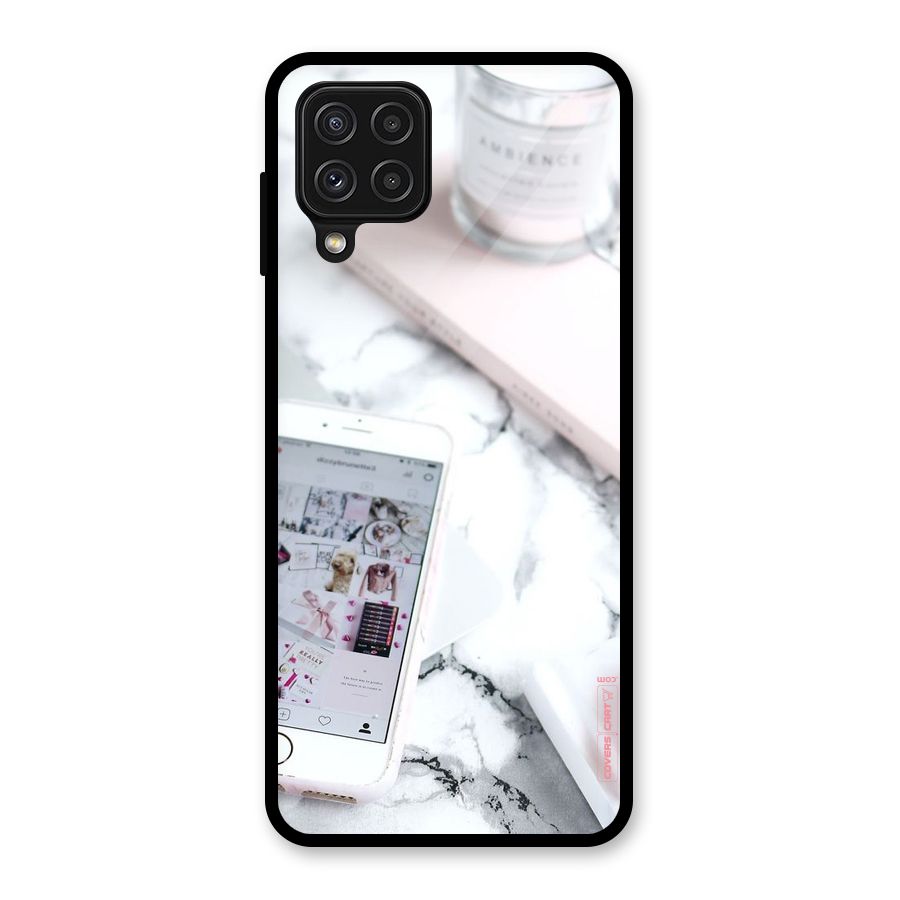 Make Up And Phone Glass Back Case for Galaxy A22 4G