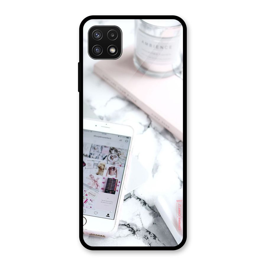 Make Up And Phone Glass Back Case for Galaxy A22 5G