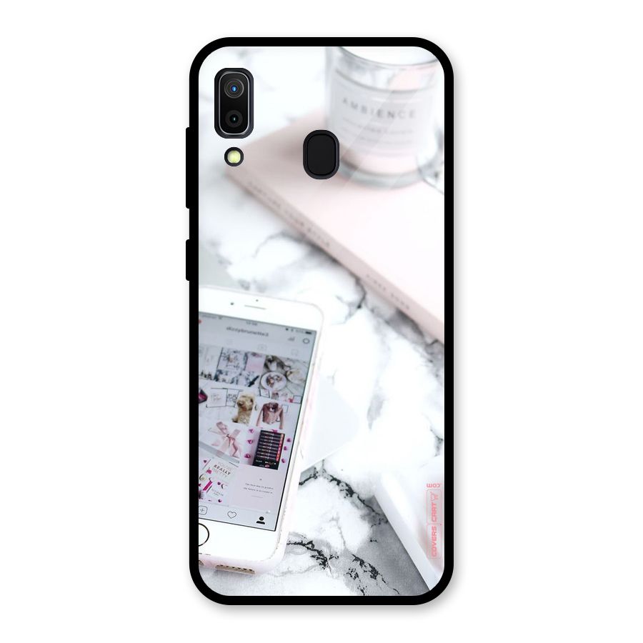 Make Up And Phone Glass Back Case for Galaxy A30