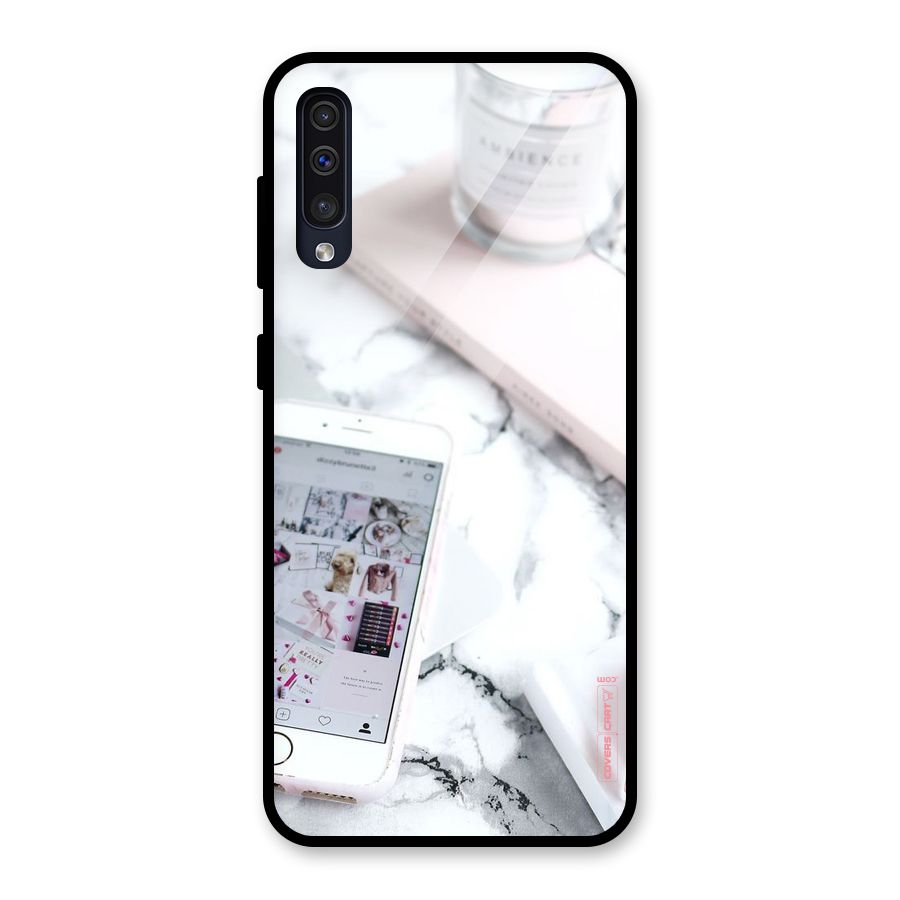 Make Up And Phone Glass Back Case for Galaxy A50s