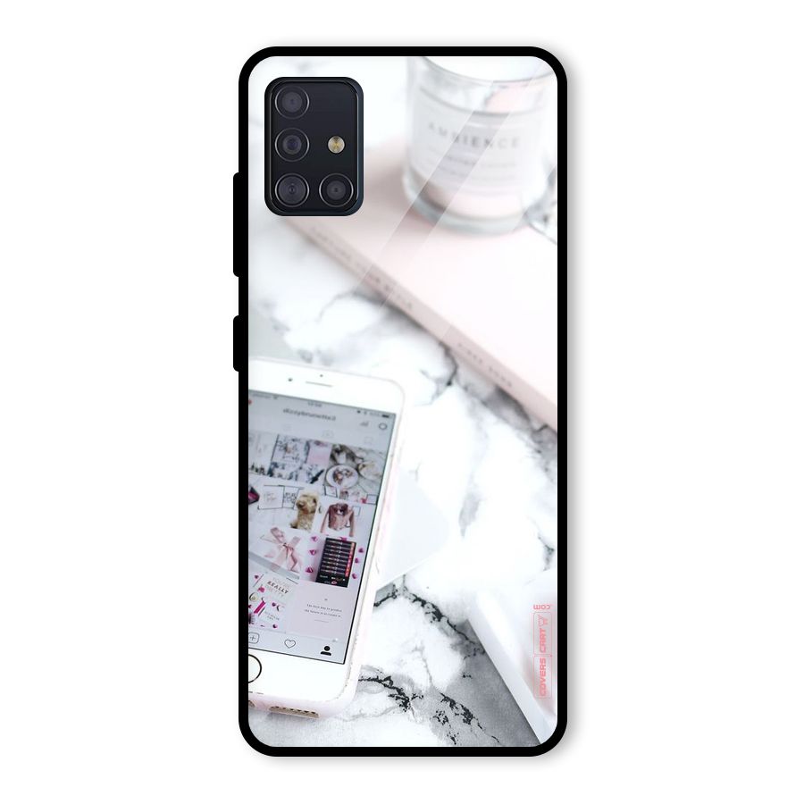 Make Up And Phone Glass Back Case for Galaxy A51