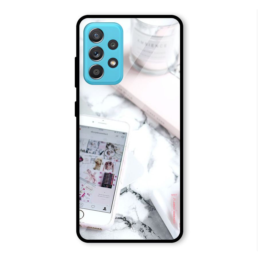 Make Up And Phone Glass Back Case for Galaxy A52