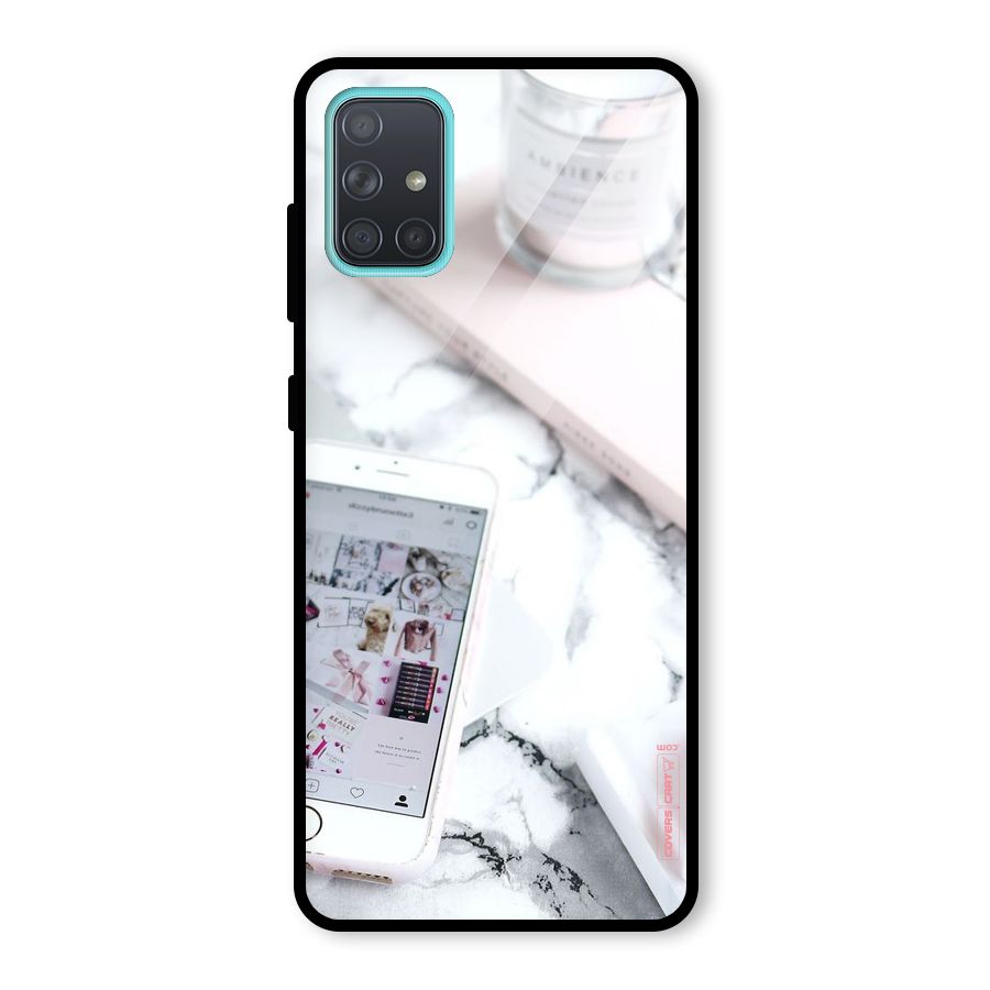 Make Up And Phone Glass Back Case for Galaxy A71