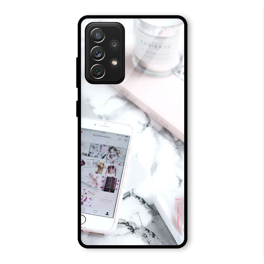 Make Up And Phone Glass Back Case for Galaxy A72
