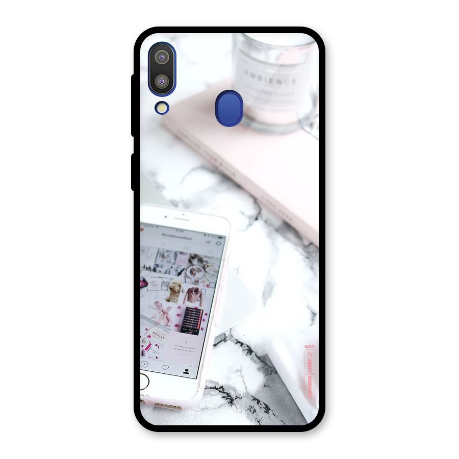 Make Up And Phone Glass Back Case for Galaxy M20