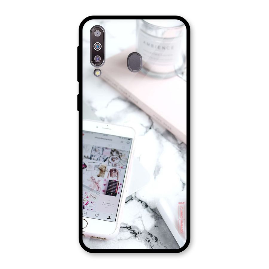 Make Up And Phone Glass Back Case for Galaxy M30