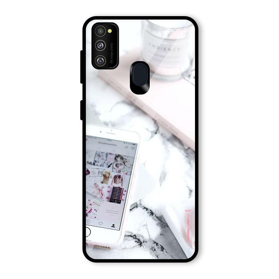 Make Up And Phone Glass Back Case for Galaxy M30s