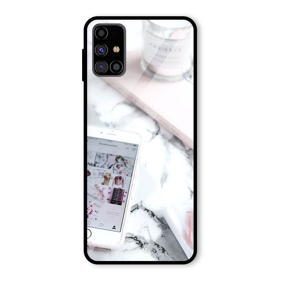 Make Up And Phone Glass Back Case for Galaxy M31s