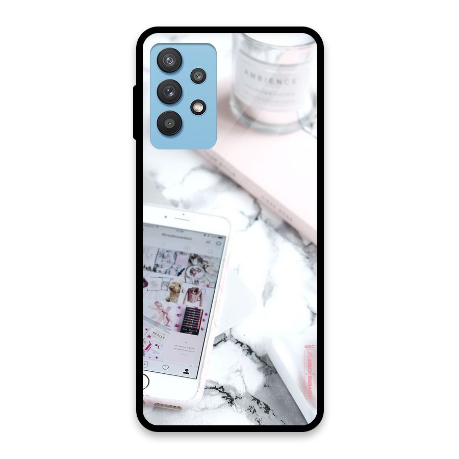 Make Up And Phone Glass Back Case for Galaxy M32 5G